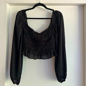 NWT ASTR The Label black long sleeve crop top